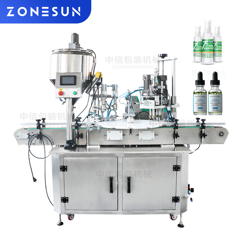 ZS-AFC3 可定制全自动滴眼剂喷雾瓶化妆品小瓶灌装机旋盖机生产线