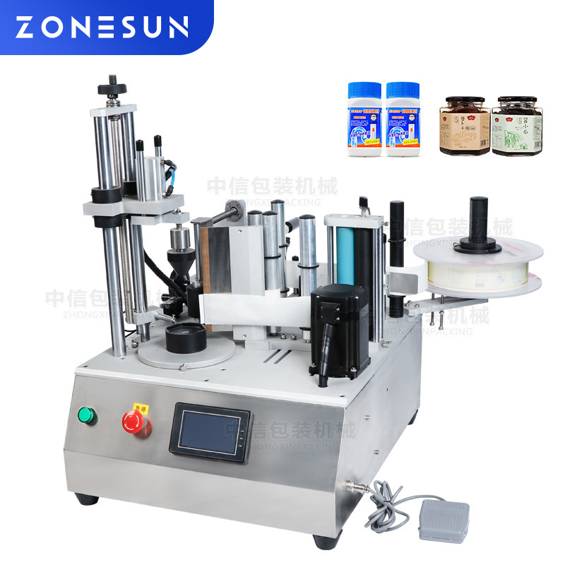ZS-TB300W 半自动贴标机 圆瓶方瓶塑料瓶玻璃瓶不规则瓶贴标