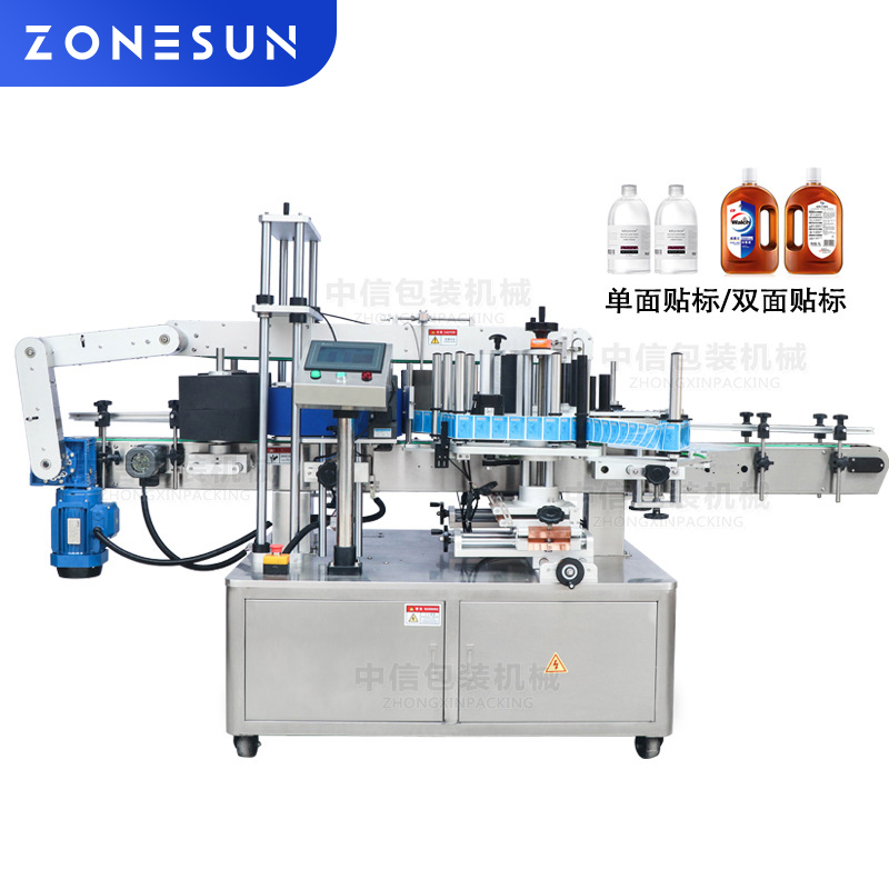 ZS-TB300 全自动双面贴标机 扁瓶平面贴标机不干胶贴标机洗衣液双面贴标