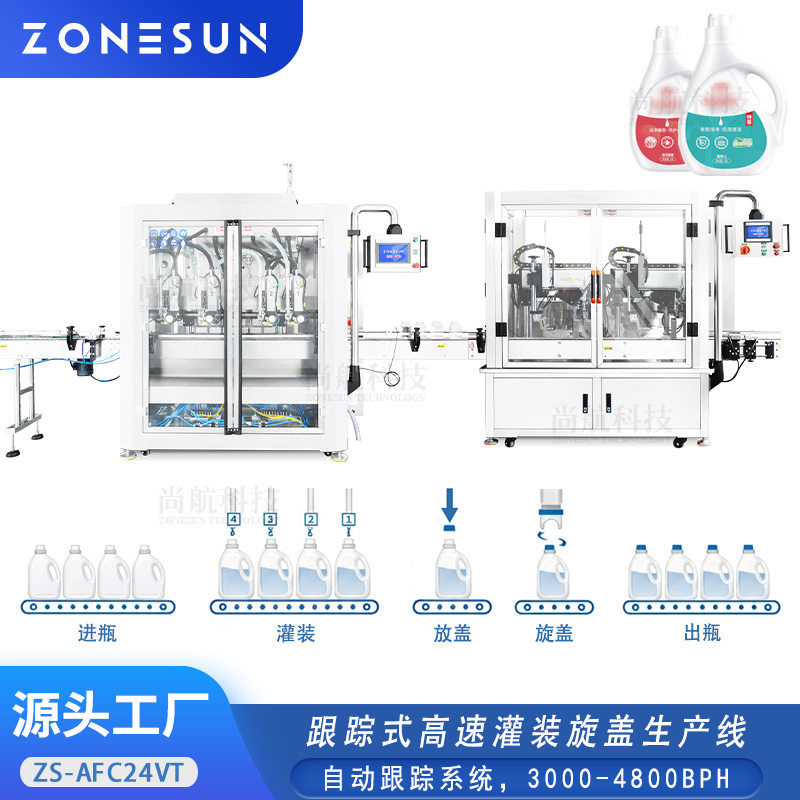 ZS-AFC24VT 高速跟踪式灌装旋盖生产线